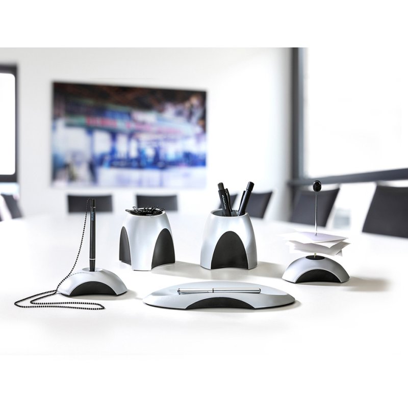 HAN porte-stylos DELTA Silver Edition, argent/noir, 99×99×94 mm