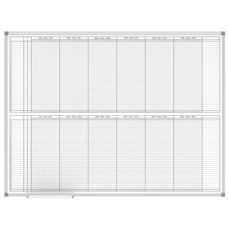 MAUL planificateur annuel MAULstandard, magnétique, effaçable, 1200 × 900 mm