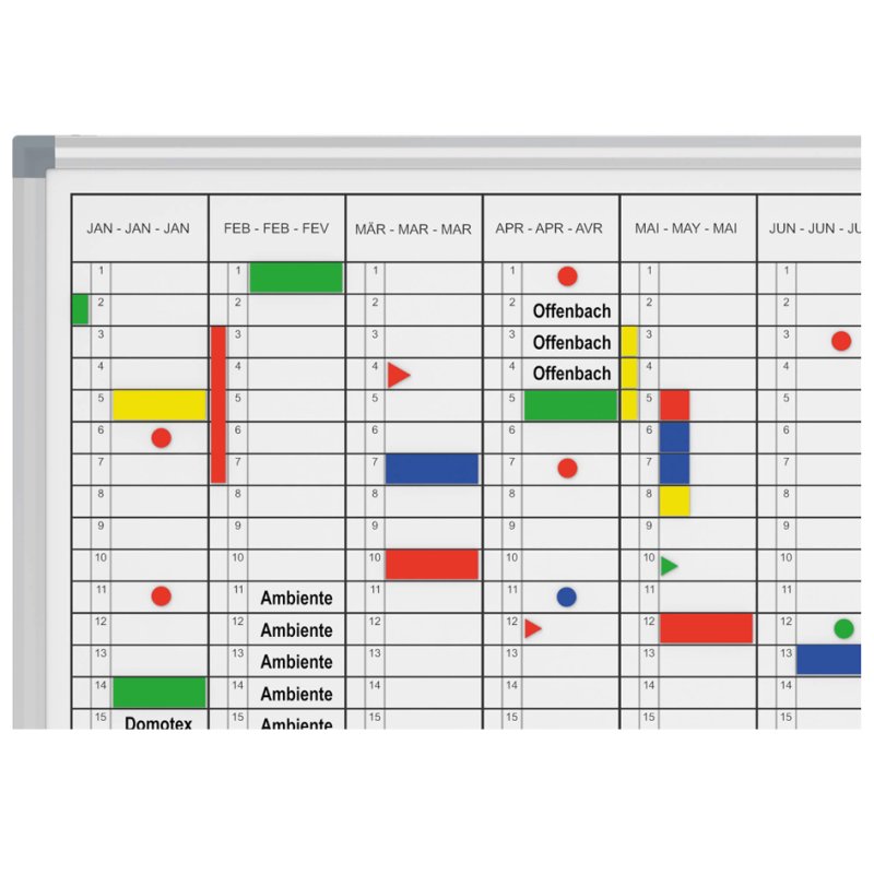 MAUL planificateur annuel MAULstandard, 1200 × 900 mm, magnétique, effaçable à sec