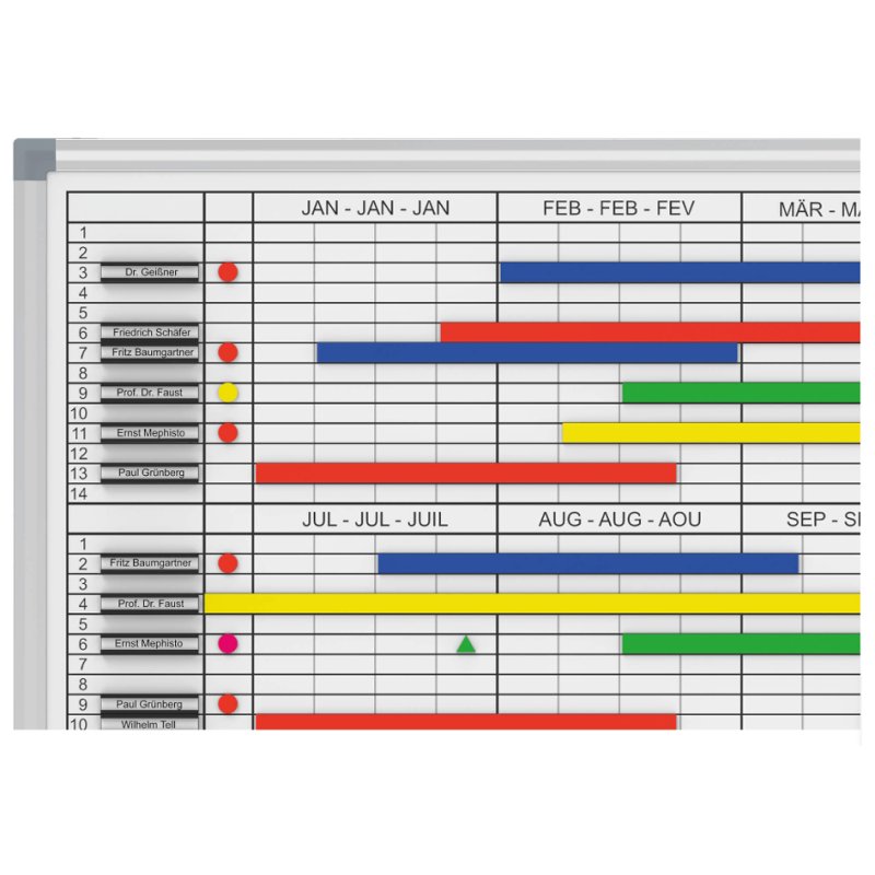 MAUL planificateur mensuel et annuel MAULstandard, blanc, magnétique, 900×600 mm, effaçable