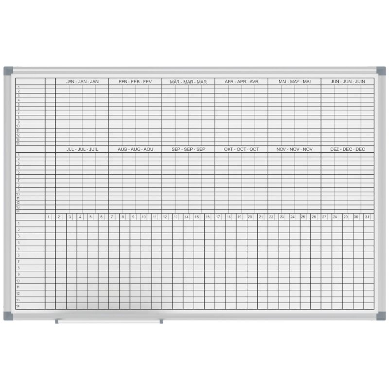 MAUL planificateur mensuel et annuel MAULstandard, blanc, magnétique, 900×600 mm, effaçable