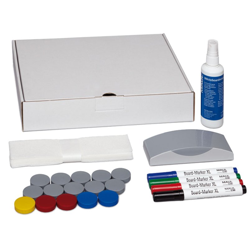 MAUL kit d'accessoires pour tableau blanc, petit format, 4 marqueurs + effaceur + aimants