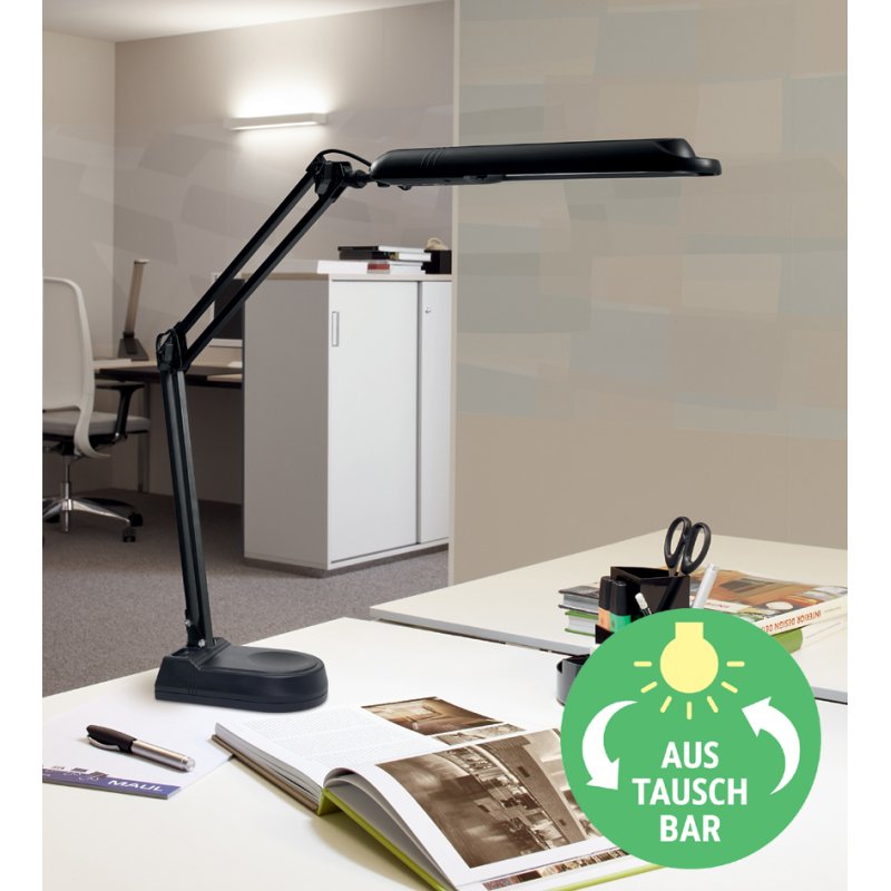 MAUL Lampe de bureau LED MAULatlantic, avec pied, argent, 9W