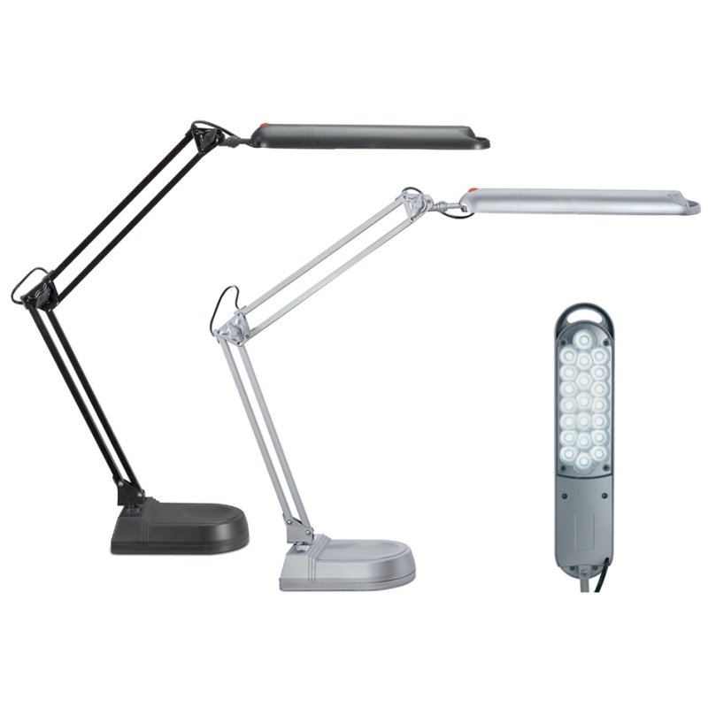 MAUL Lampe de bureau LED MAULatlantic, avec pied, argent, 9W