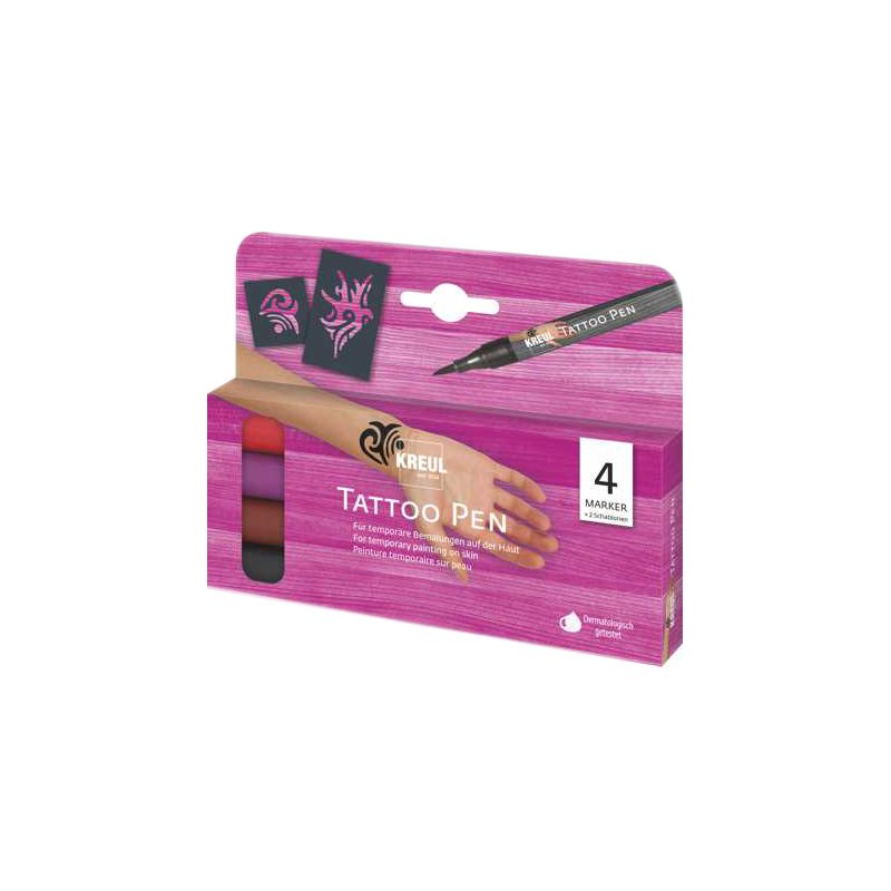 KREUL stylos de tatouage, 4 pièces, 0,5-3,0 mm, encre cosmétique