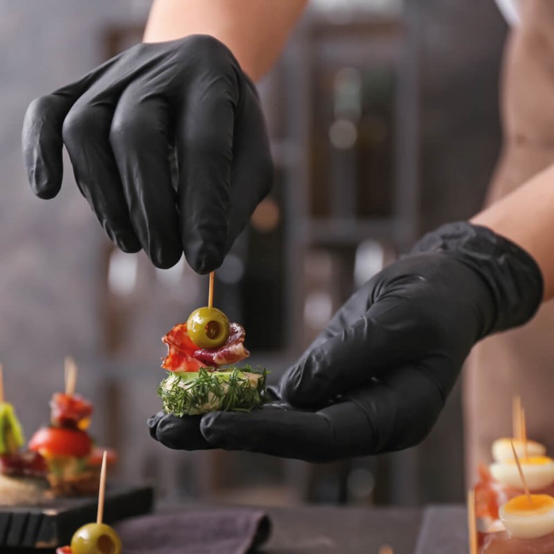 HYGOSTAR gants nitrile DARK, sans poudre, noir, taille L, 100 pièces