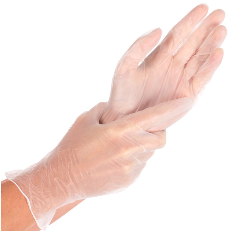 HYGONORM gants jetables vinyl, sans poudre, blanc, taille L