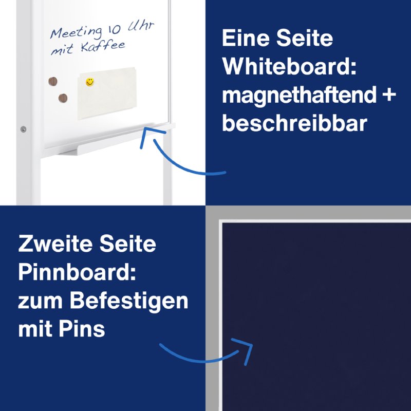 magnetoplan Tableau Universel, 750 × 1200 mm, bleu, mobile