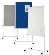 magnetoplan Universal Board, 75×120 cm, grijs vilt, wit magnetisch, 4 wielen