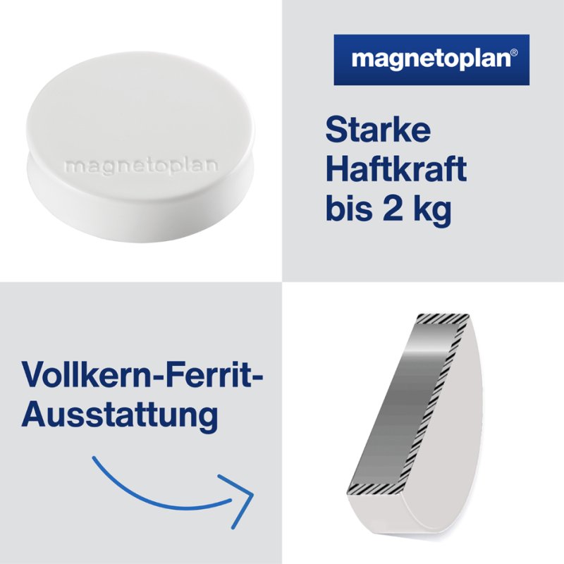 magnetoplan aimants ergonomiques medium, rouge, 30 mm, 10 pièces