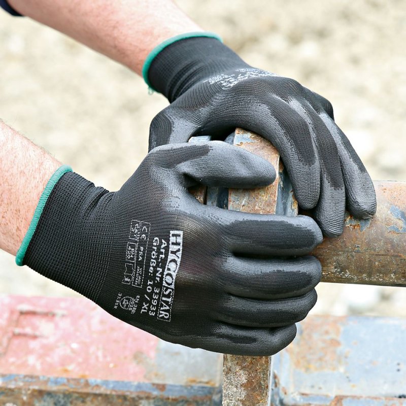 HYGOSTAR gants de travail BLACK ACE, noir, XXL, 12 paires