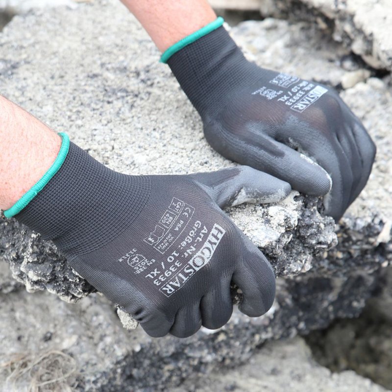 HYGOSTAR gants de travail BLACK ACE, noir, XXL, 12 paires