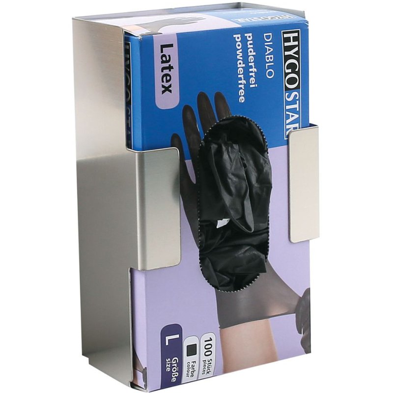 HYGOSTAR distributeur de gants jetables, triple, acier inoxydable, 370×80×220 mm