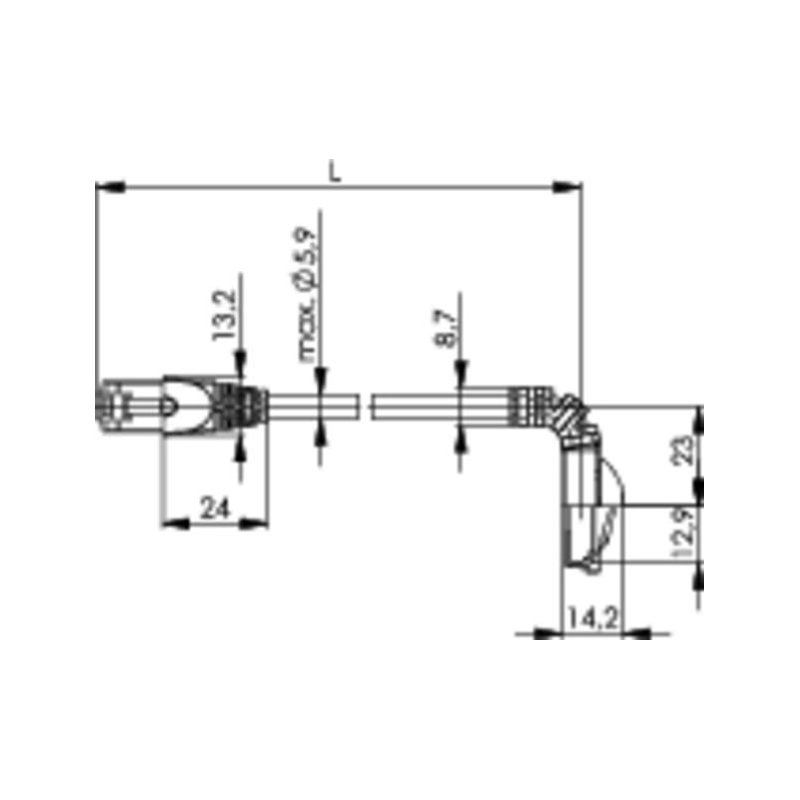 TELEGÄRTNER câble réseau Cat.6A S/FTP, 1,0 m, gris, connecteur coudé