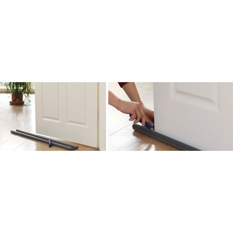 tesa Moll joint de porte double, gris, 25 mm × 0,95 m, pour sols lisses