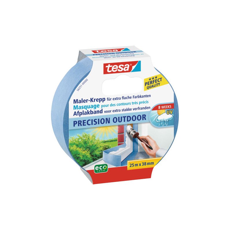 tesa Precision Outdoor ruban de masquage, 38 mm × 25 m, résistant aux UV