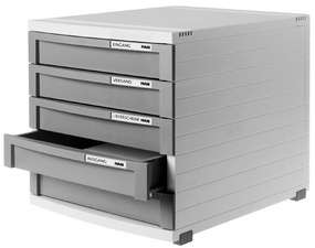 HAN ladebox CONTUR, 5 laden, lichtgrijs/donkergrijs, A4