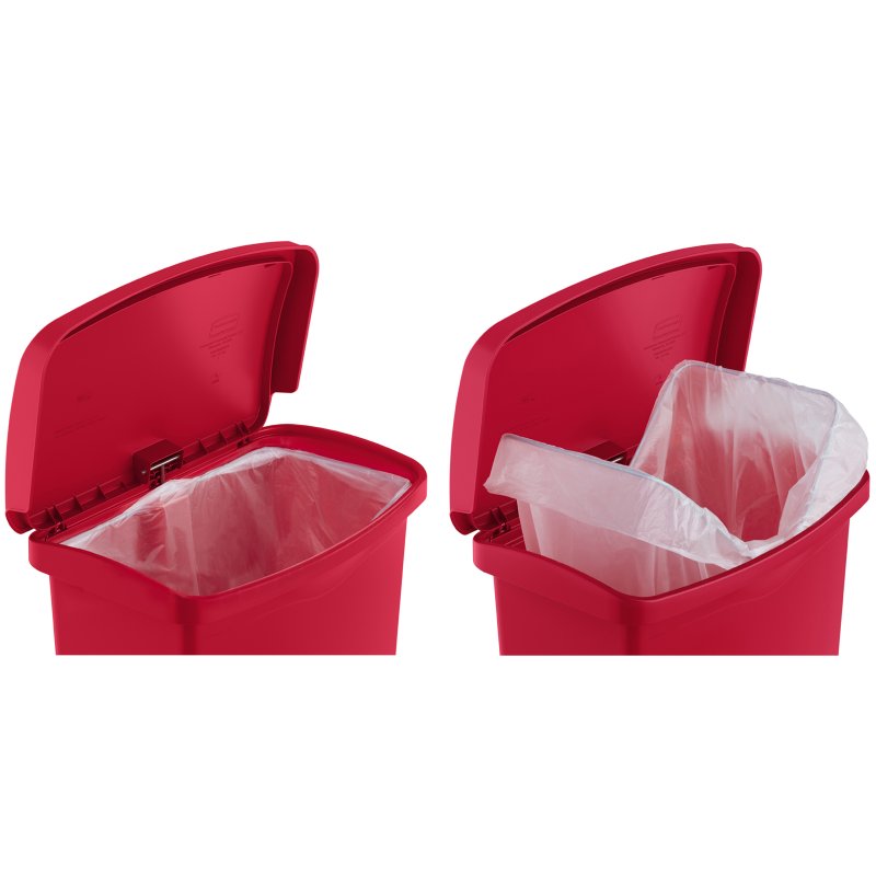 Rubbermaid vuilnisbak met pedaal Slim Jim, 90 liter, rood, rechthoekig