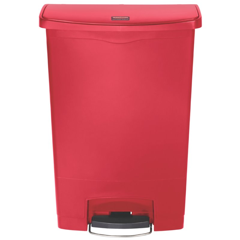 Rubbermaid vuilnisbak met pedaal Slim Jim, 90 liter, rood, rechthoekig