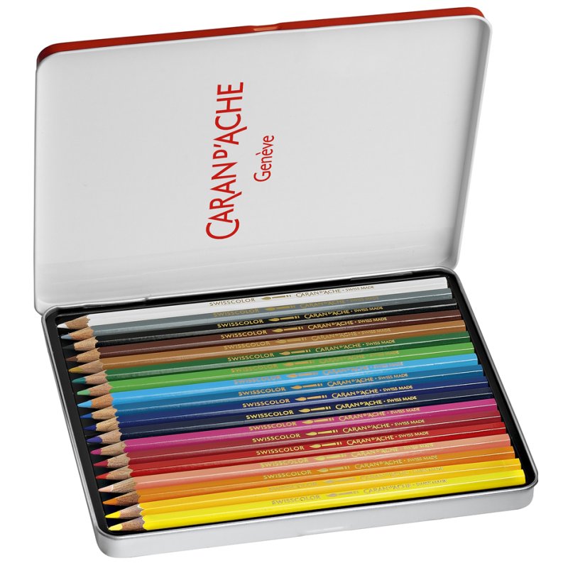 CARAN D'ACHE crayons aquarelle SWISSCOLOR, 40 pièces, boîte métallique