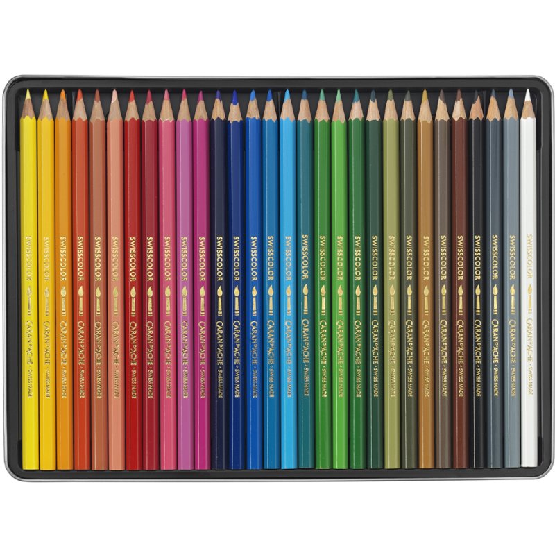CARAN D'ACHE crayons aquarelle SWISSCOLOR, 40 pièces, boîte métallique
