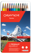 CARAN D'ACHE Prismalo aquarelkleurpotloden, wateroplosbaar, 12 stuks, etui