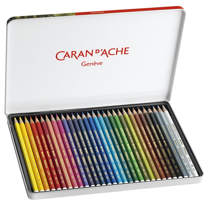 CARAN D'ACHE crayons aquarelle PRISMALO, solubles à l'eau, étui métal, 80 pièces