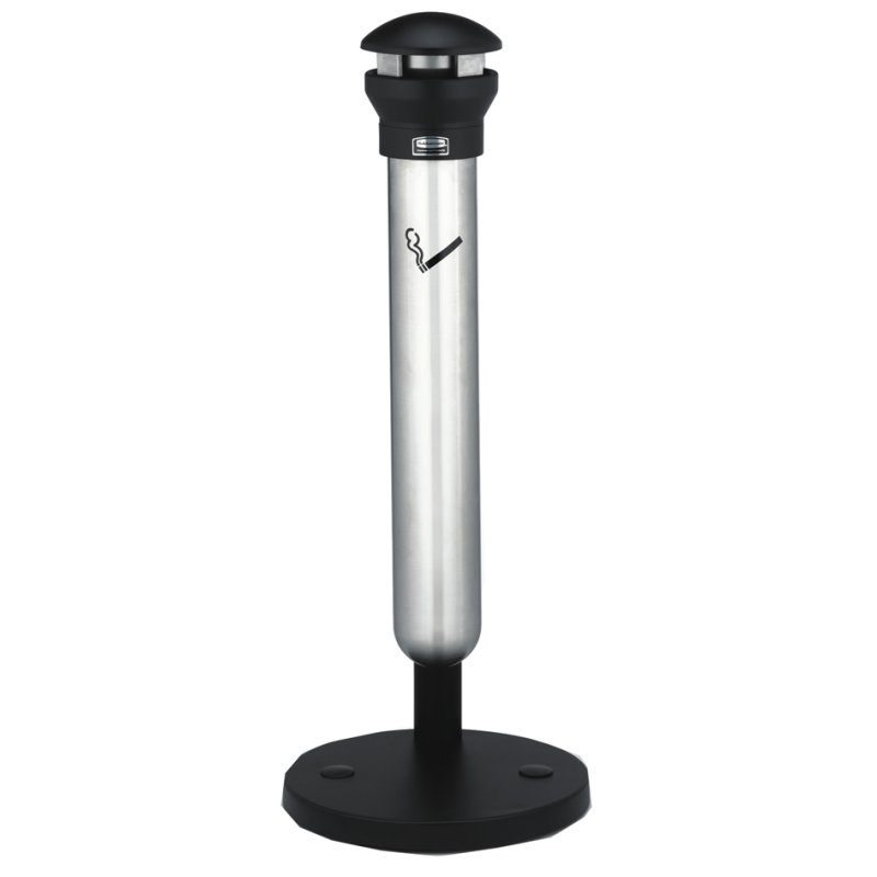 Rubbermaid staande asbak Infinity, rond, zilver/zwart, 1500 peuken capaciteit