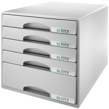 LEITZ ladenkast Plus, 5 laden, grijs, A4 maxi