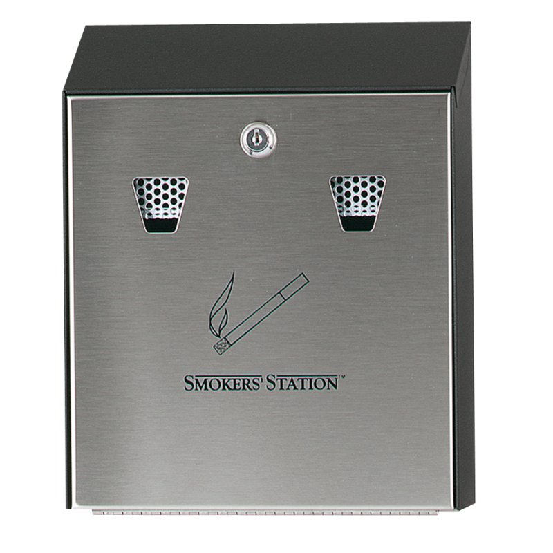 Rubbermaid corbeille murale Smokers' Station, noir/argent, capacité 300 mégots