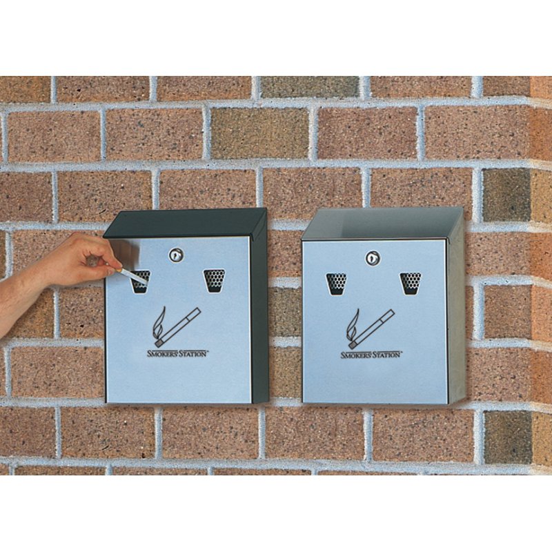 Rubbermaid corbeille murale Smokers' Station, noir/argent, capacité 300 mégots