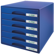 LEITZ ladenkast Plus, 6 laden, blauw, A4