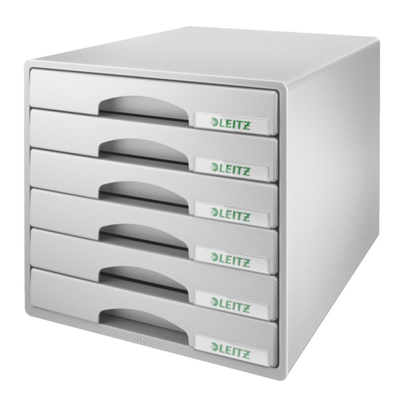 LEITZ Caisson à tiroirs Plus, 6 tiroirs, gris, A4 maxi