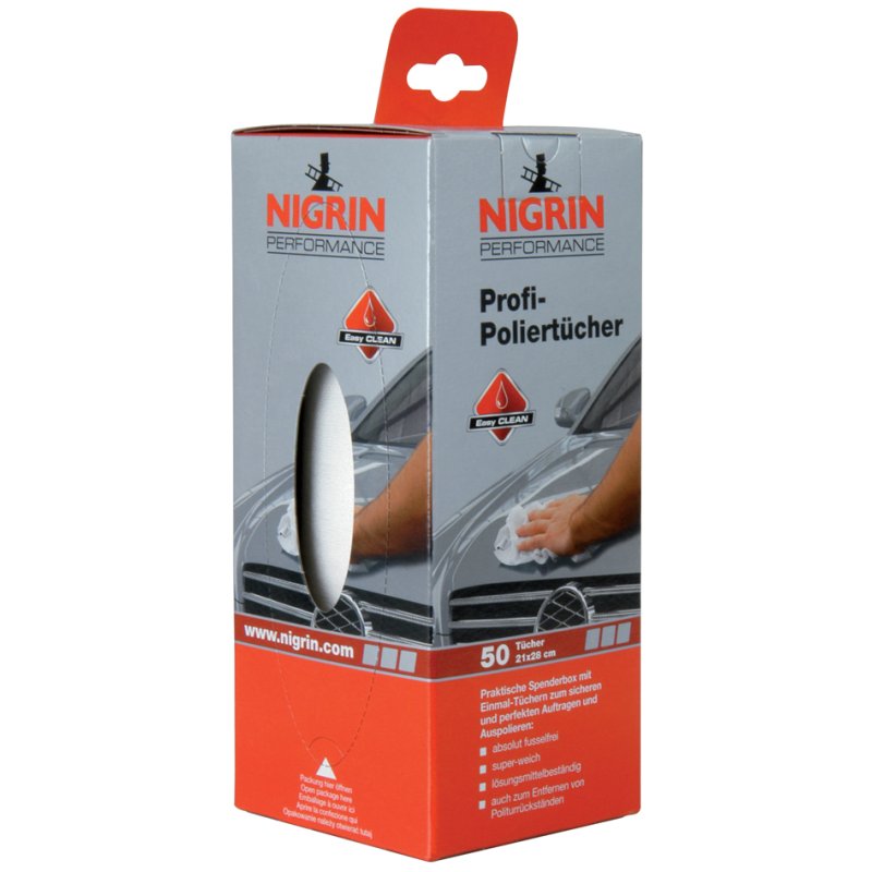 NIGRIN Performance Professional Cleaning Cloths, Dispenser Box, 210×280 mm, 50 pieces