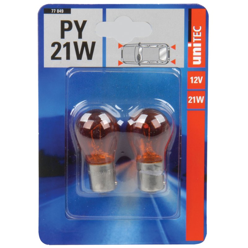 cartrend wedge bulb PY21W, 12 volt 21 watt, amber, 2 pieces