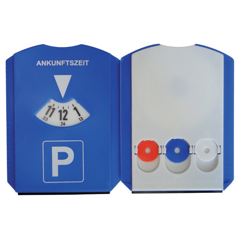 uniTEC KFZ disque de stationnement multifonctionnel, grattoir à glace, lèvre en caoutchouc, bleu