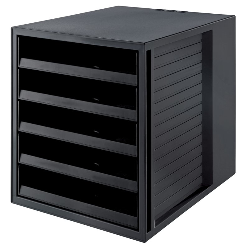 HAN armoire à tiroirs KARMA, 5 tiroirs ouverts, gris, A4 empilable
