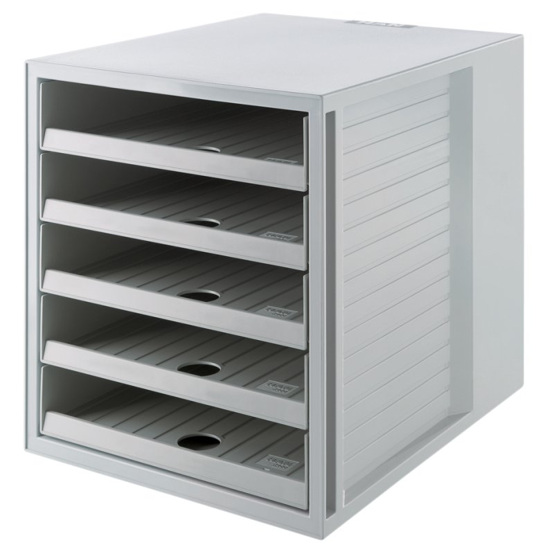 HAN armoire à tiroirs KARMA, 5 tiroirs ouverts, gris, A4 empilable