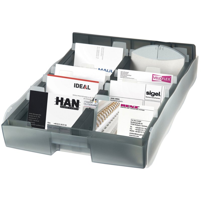 HAN boîte à cartes de visite Visi VIP XXL, gris-translucide, pour 2200 cartes