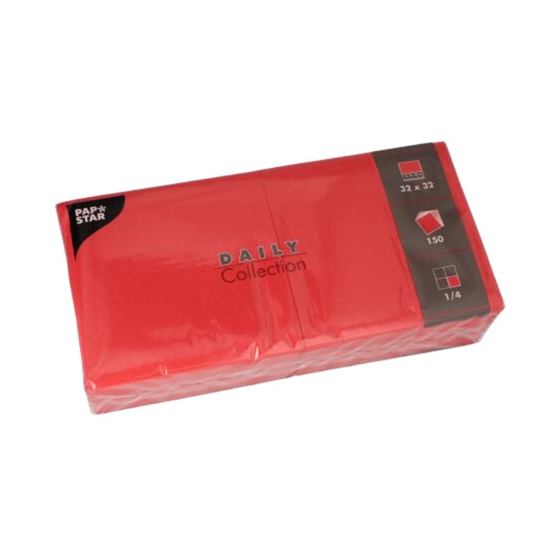 PAPSTAR serviettes de table, 32×32 cm, 3 plis, rouge, 150 pièces
