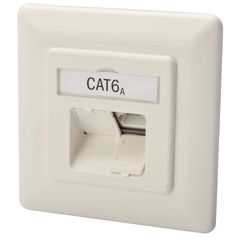 DIGITUS prise murale Catégorie 6A, 2 x RJ45, blindée, blanc RAL 9010