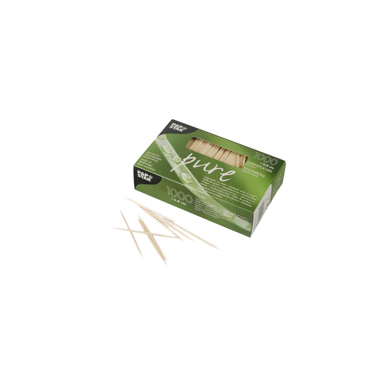 PAPSTAR cure-dents pure, bois, 68 mm, 1 000 pièces