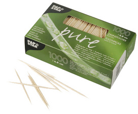 PAPSTAR tandenstokers hout rond, 65 mm, 300 stuks