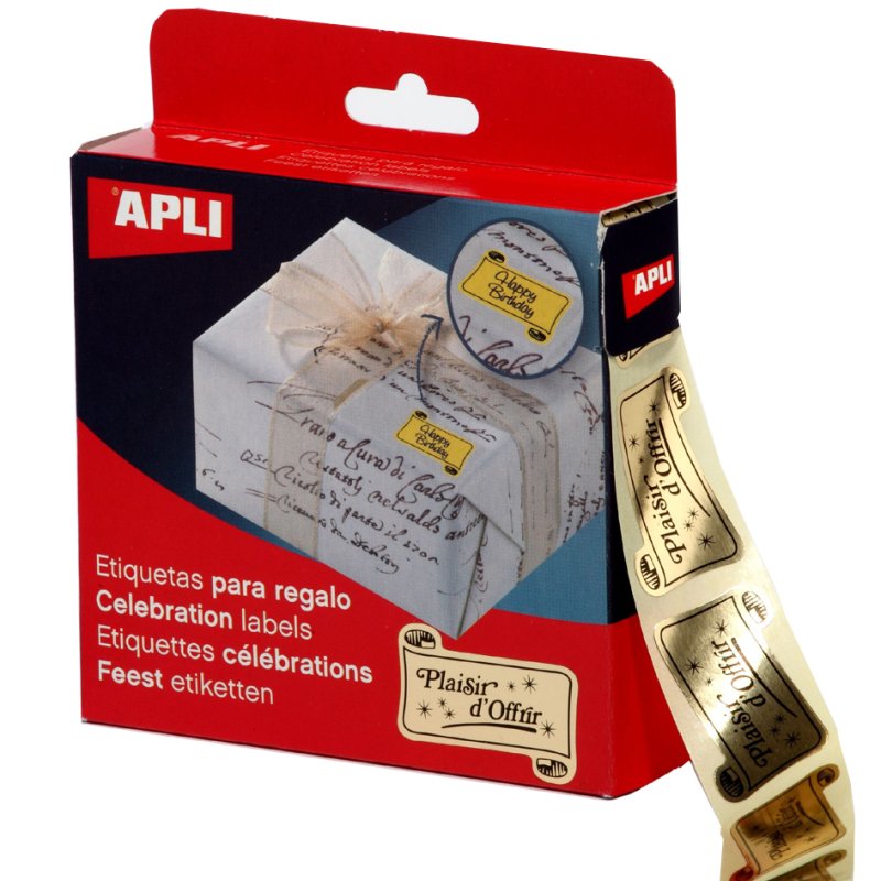 APLI cadeaulabel zelfklevend, 34×19 mm, goudpapier, 1000 stuks