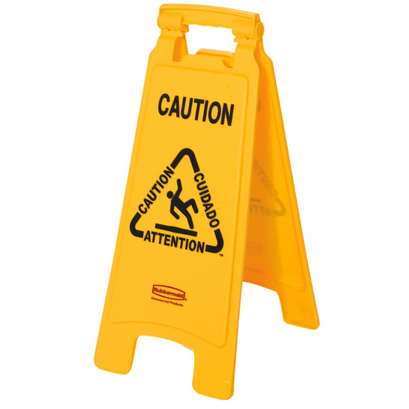 Rubbermaid waarschuwingsbord Caution, inklapbaar, meertalig, geel