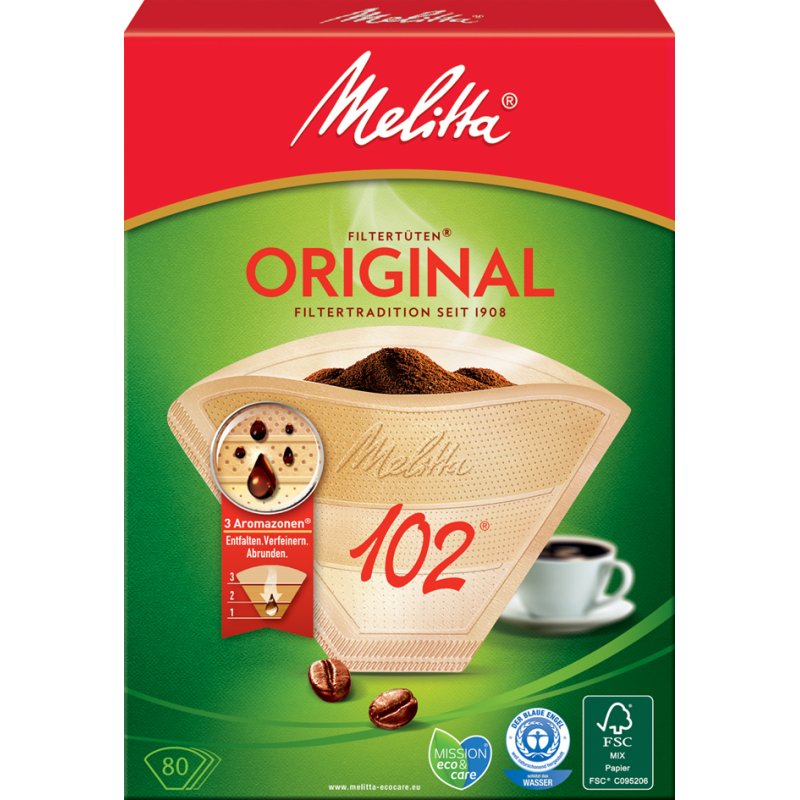 Melitta Aroma Filter 1x4, natural brown, 80 pieces