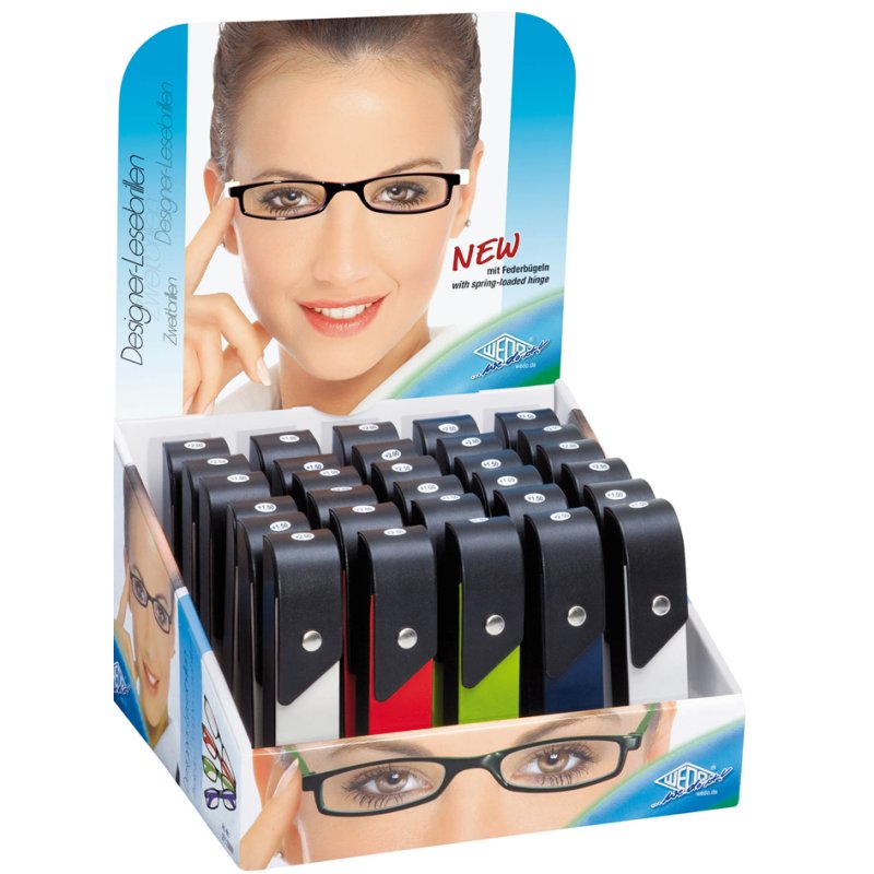 WEDO leesbril met gekleurde montuur, display 30 stuks, diverse kleuren