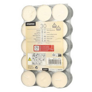 STARPAK waxinelichtjes, wit, diameter 37 mm, 30 stuks