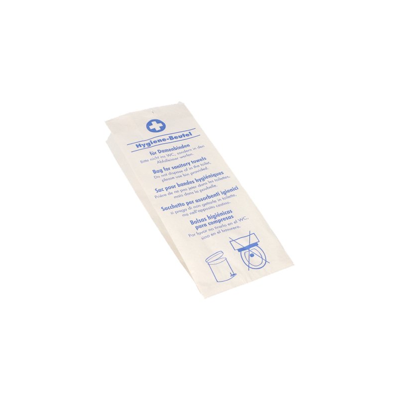 PAPSTAR hygiënezakjes papier bedrukt, wit/blauw, 110×280 mm, 200 stuks