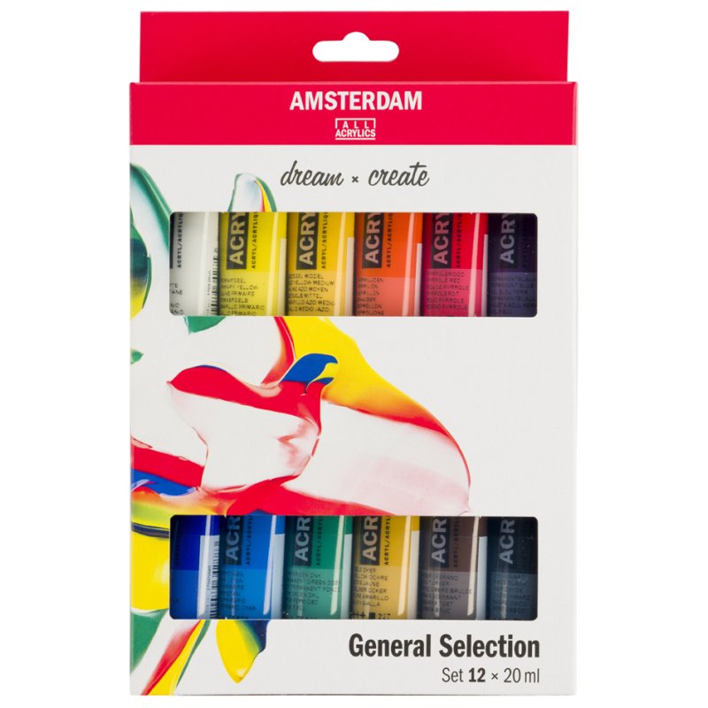 Royal Talens peinture acrylique Amsterdam set découverte, 12 couleurs, 20 ml